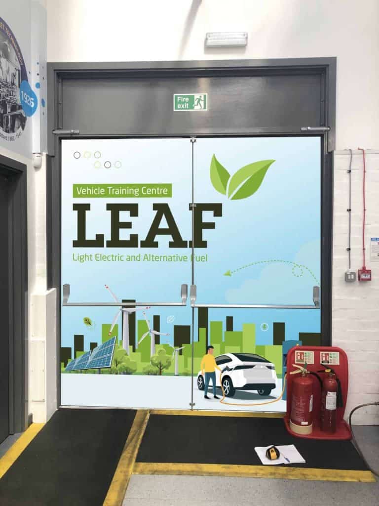 Door graphics for the Electric Vehicle Training Centre